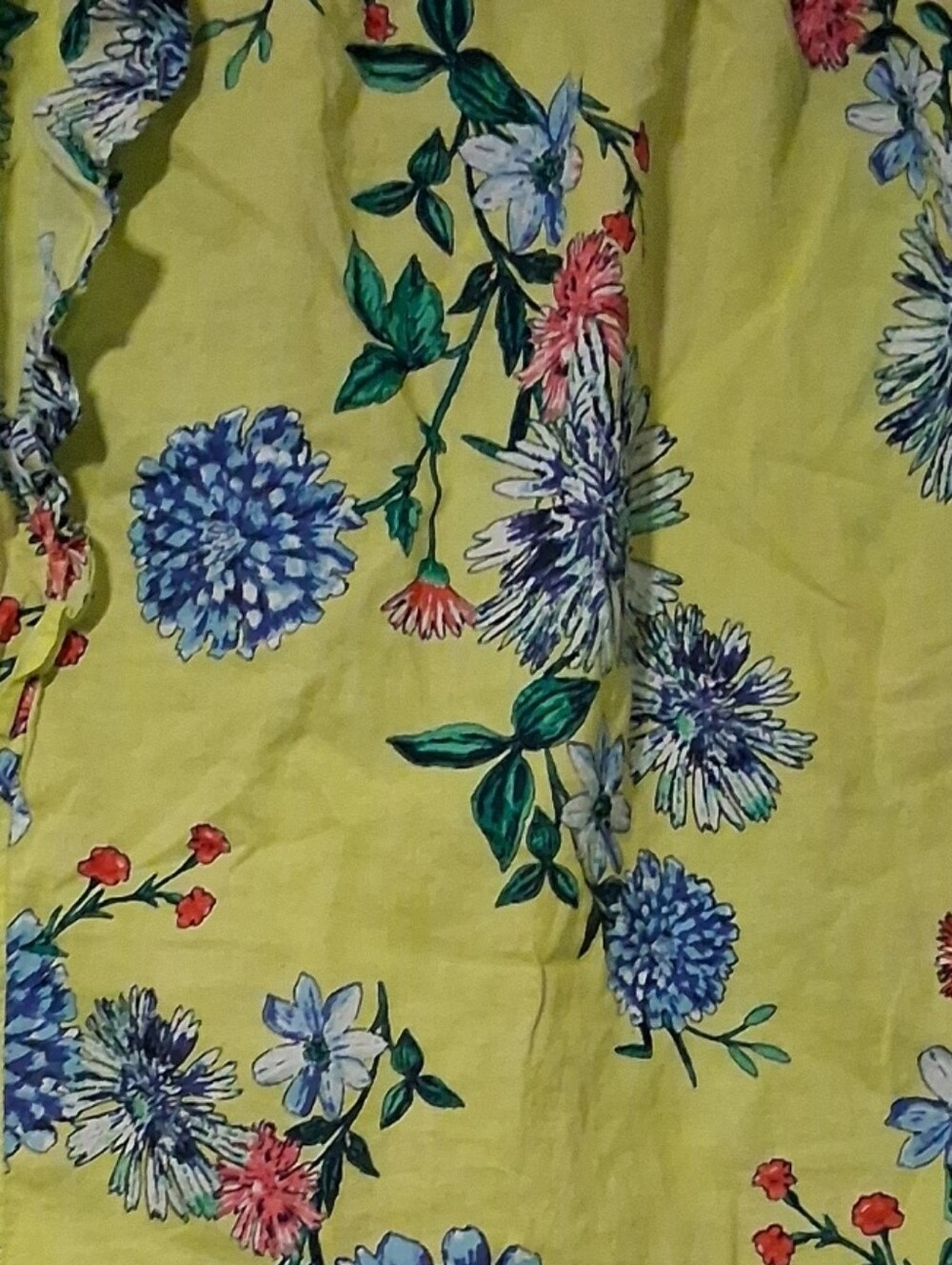 Women’s Floral Ruffle Blouse in Lime Green